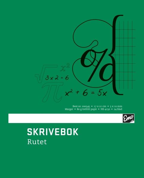 200545  200545 Skrivebok EMO 17x21cm 80g 24bl 5x10rutet 